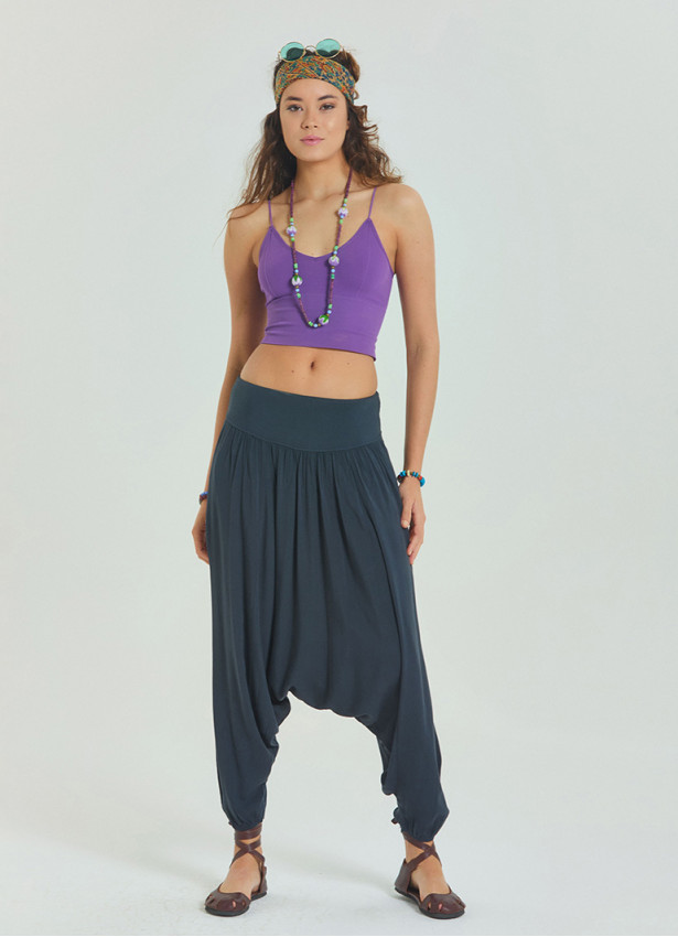 Anthracite Bohemian Shalwar with Gipe Detailed Elastic Pocket on the Leg 4481